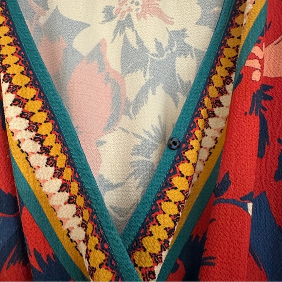 Floral V-Neck Maxi Dress - Blue and Red - Picture 12 of 12